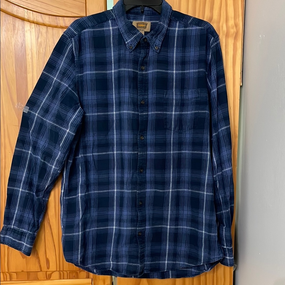THE FOUNDRY SUPPLY CO PLAID BUTTON-DOWN SHIRT MEN LT SUPER-SOFT 100%COTTON SPORT